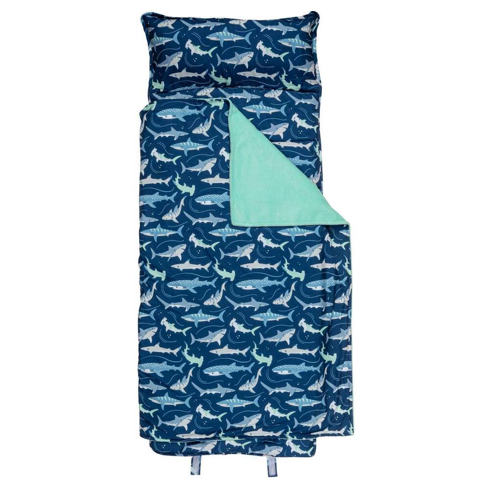 NEW STEPHEN JOSEPH all over print nap mat in navy shark